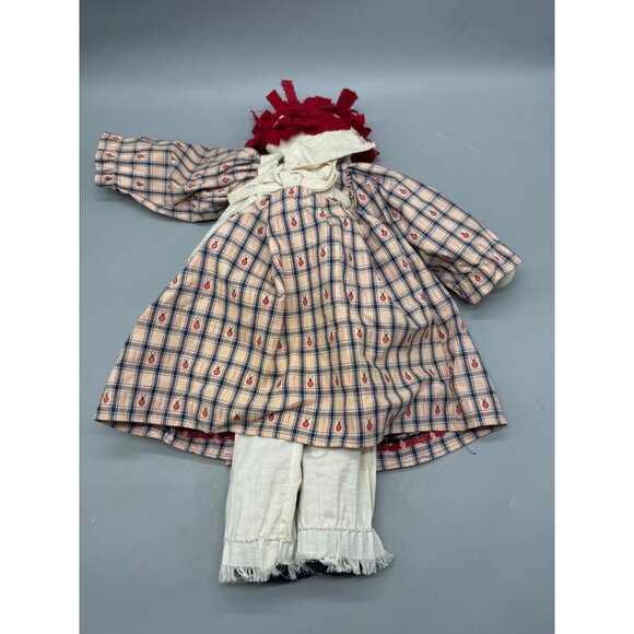 Vintage Raggedy Ann Cloth Doll Red Yarn Hair & Plaid Dress ladybug 24" READ - Picture 5 of 6